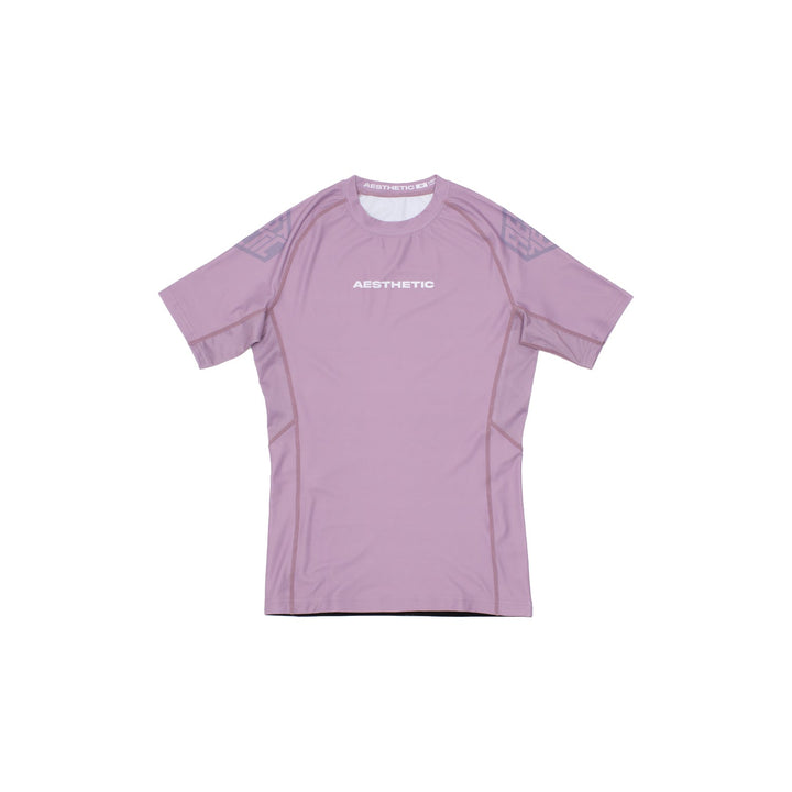 AESTHETIC Pastel Dusty Purple Short Sleeve BJJ Rashguard – front view