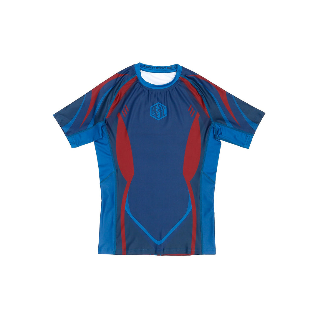 AESTHETIC Prussian Blue Jozef Chen Short Sleeve BJJ Rashguard –  front view