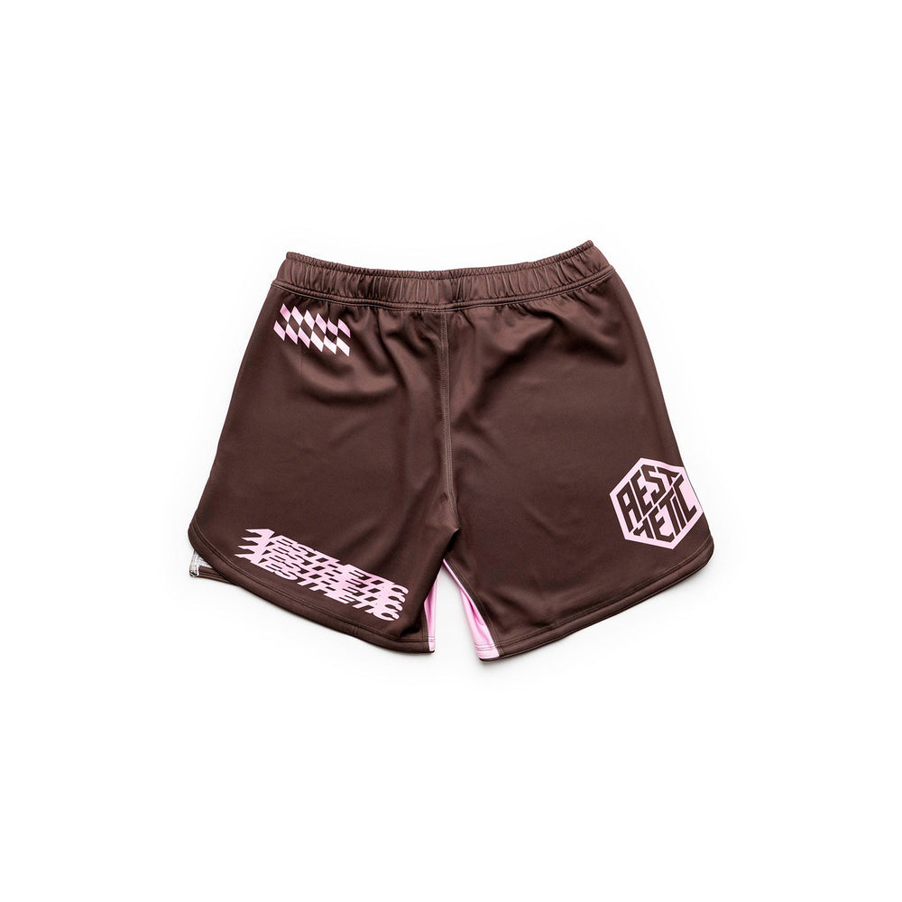 AESTHETIC Axis Combat Shorts – Chestnut Brown back view