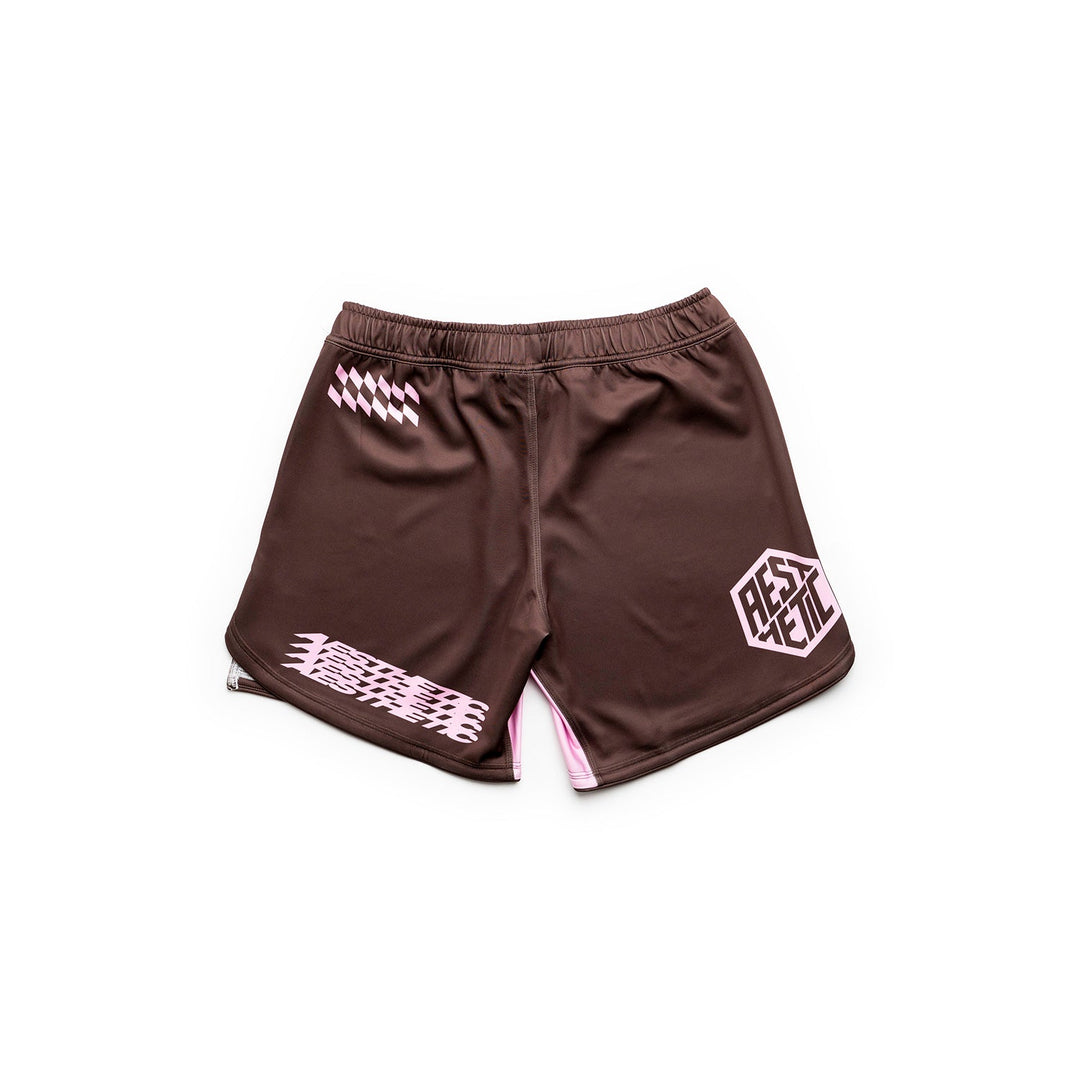 AESTHETIC Axis Combat Shorts – Chestnut Brown back view