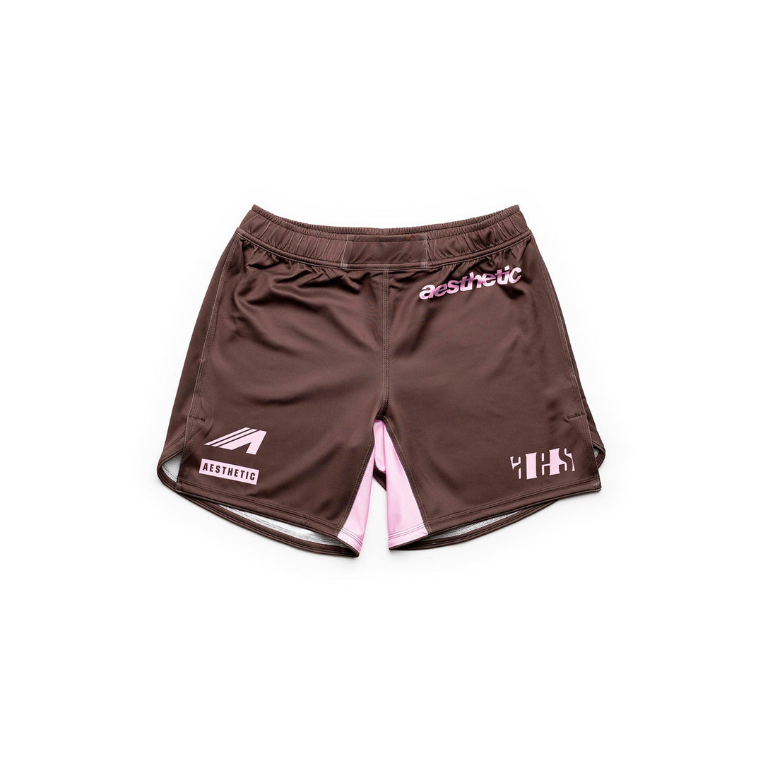 AESTHETIC Axis Combat Shorts – Chestnut Brown front view