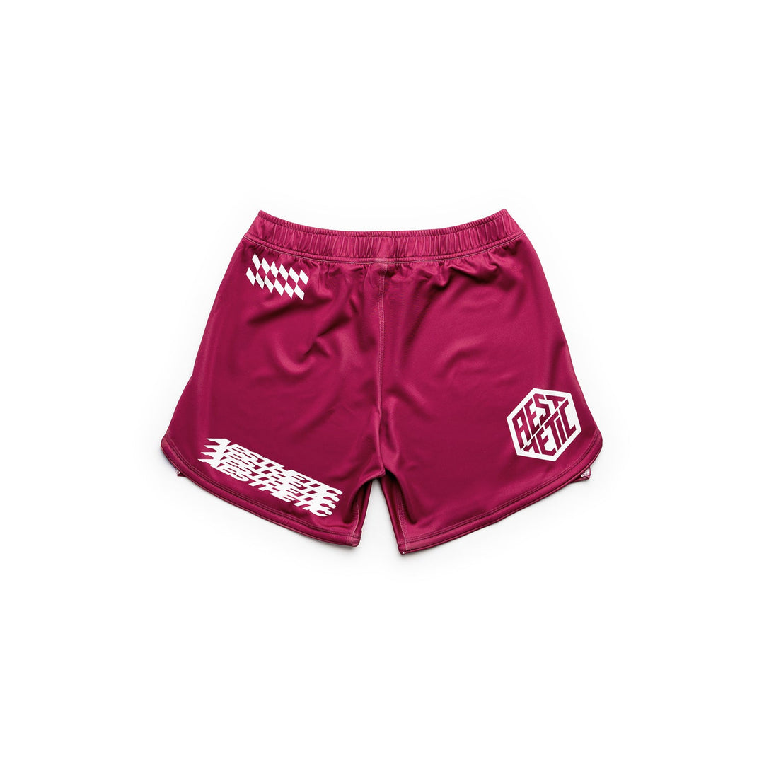 AESTHETIC Axis Combat Shorts – Ruby Red back view