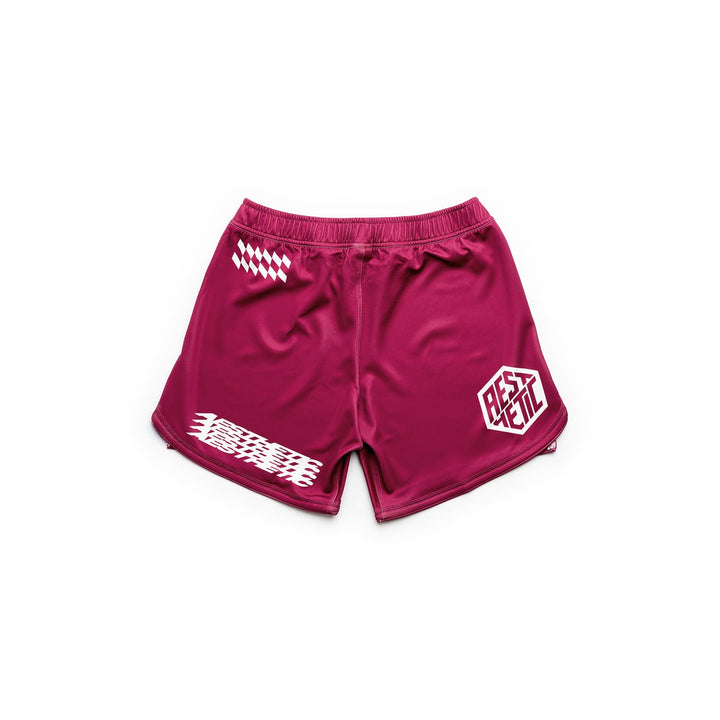 AESTHETIC Axis Combat Shorts – Ruby Red back view