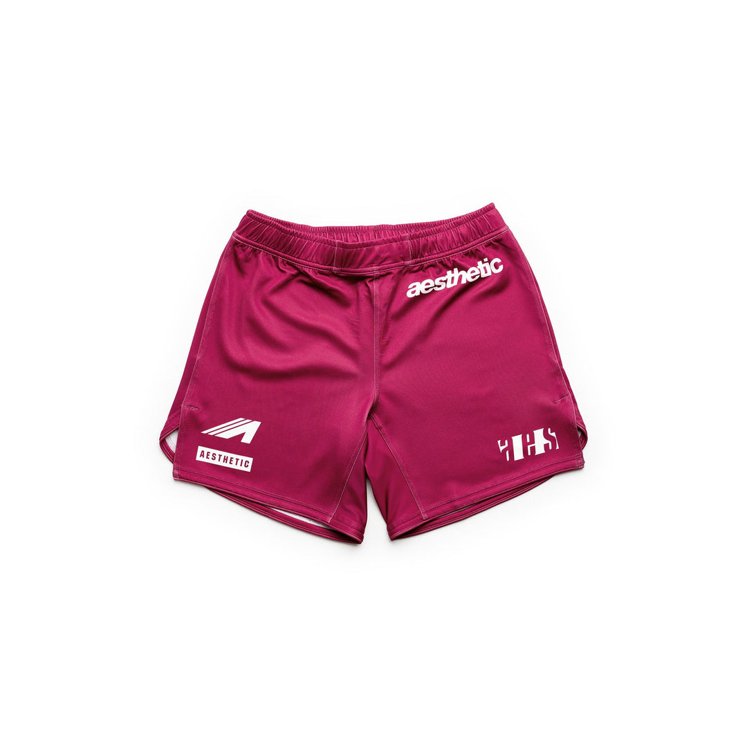 AESTHETIC Axis Combat Shorts – Ruby Red front view
