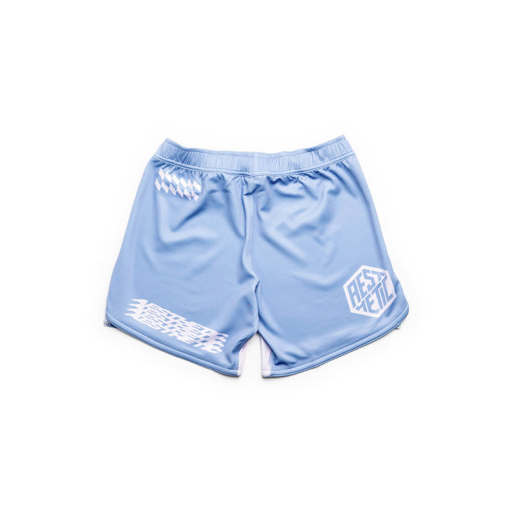 AESTHETIC Axis Combat Shorts – Steel Grey back view
