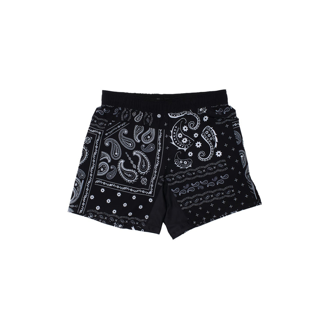 AESTHETIC Paisley Grappling Shorts – Black front view