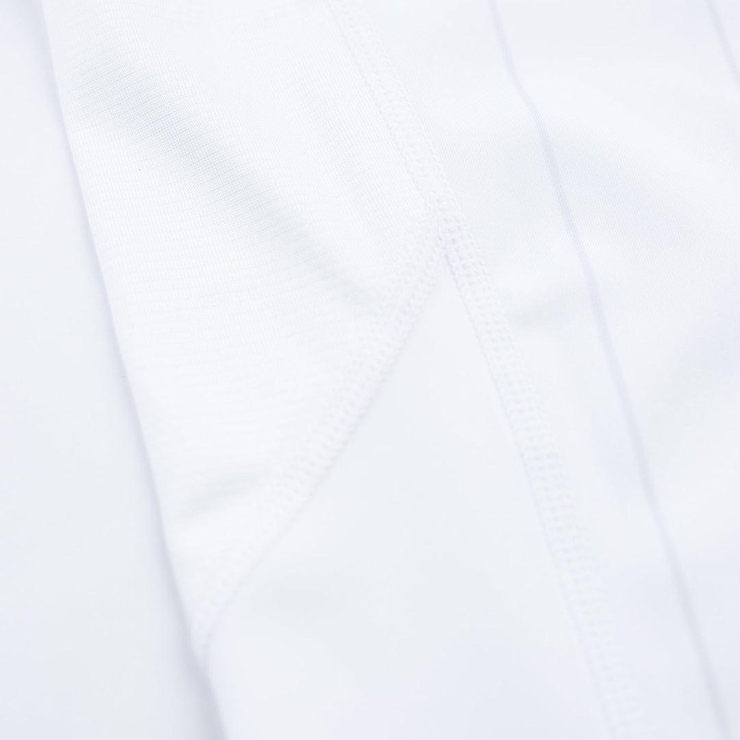 AESTHETIC UK Youth Short Sleeve Ranked Rashguard 2026 White - stitch details