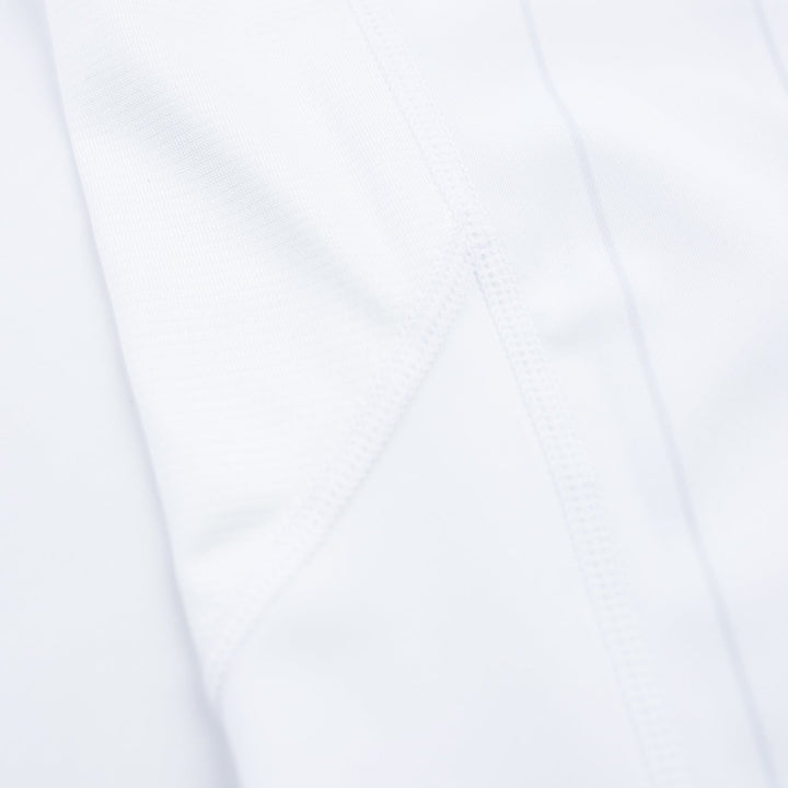 AESTHETIC UK Youth Short Sleeve Ranked Rashguard 2026 White - stitch details