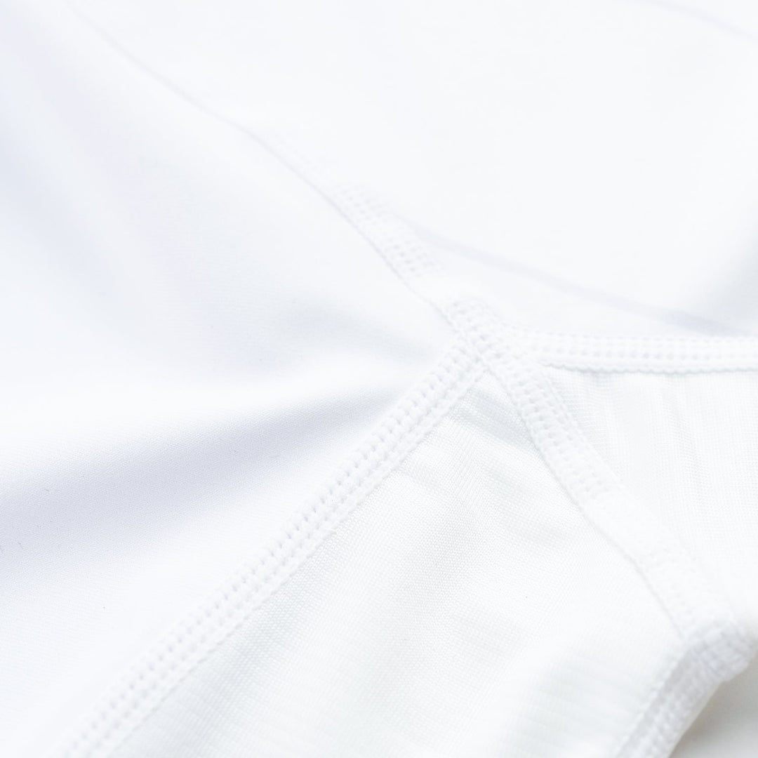AESTHETIC UK Long Sleeve Ranked Rashguard 2026 White - stitch close up