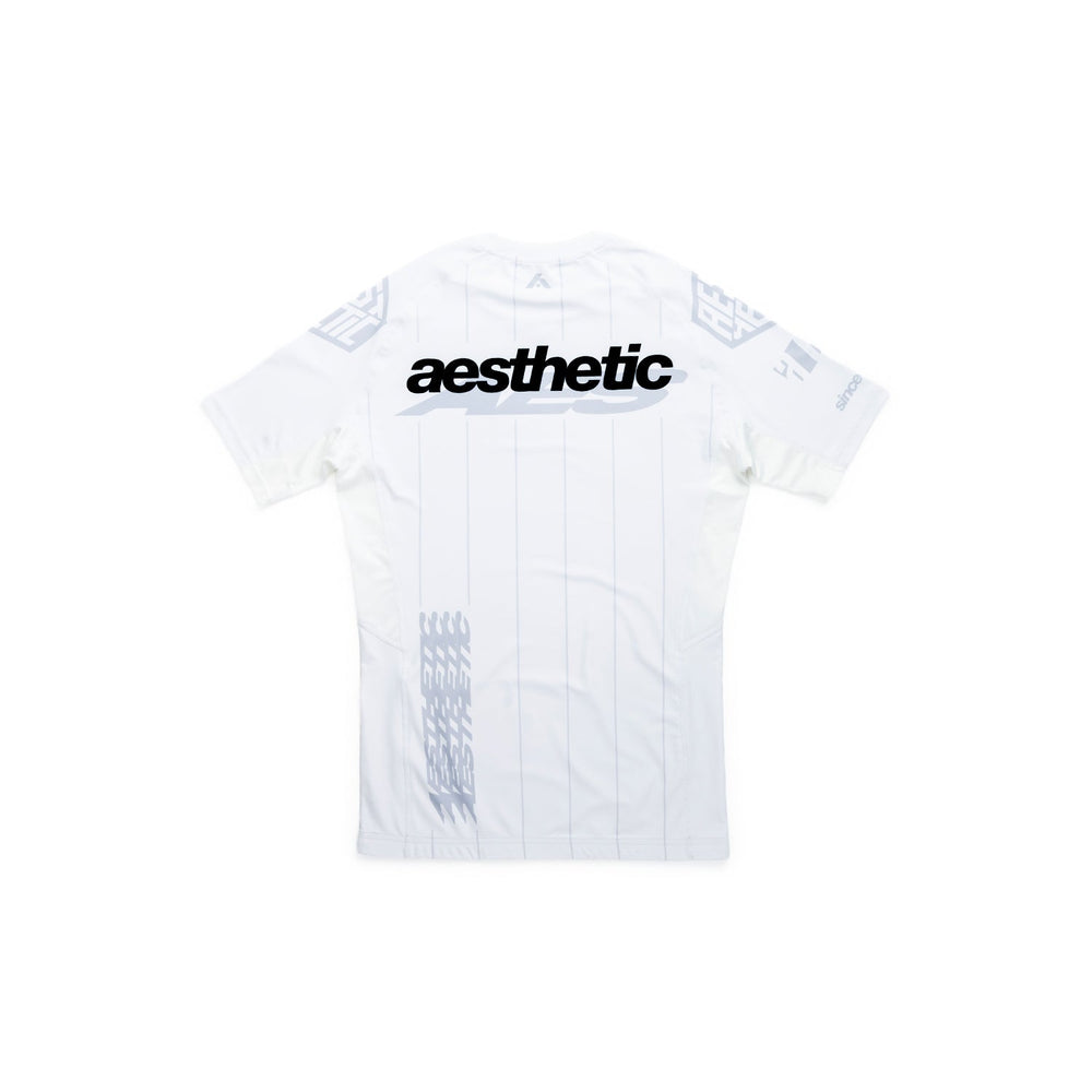 AESTHETIC UK Short Sleeve Ranked Rashguard 2026 White - backl view