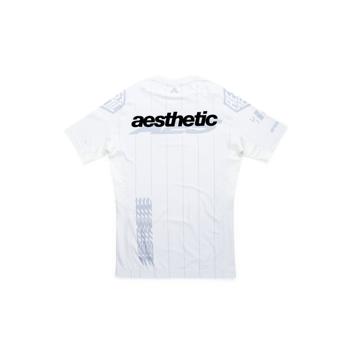 AESTHETIC UK Short Sleeve Ranked Rashguard 2026 White - backl view