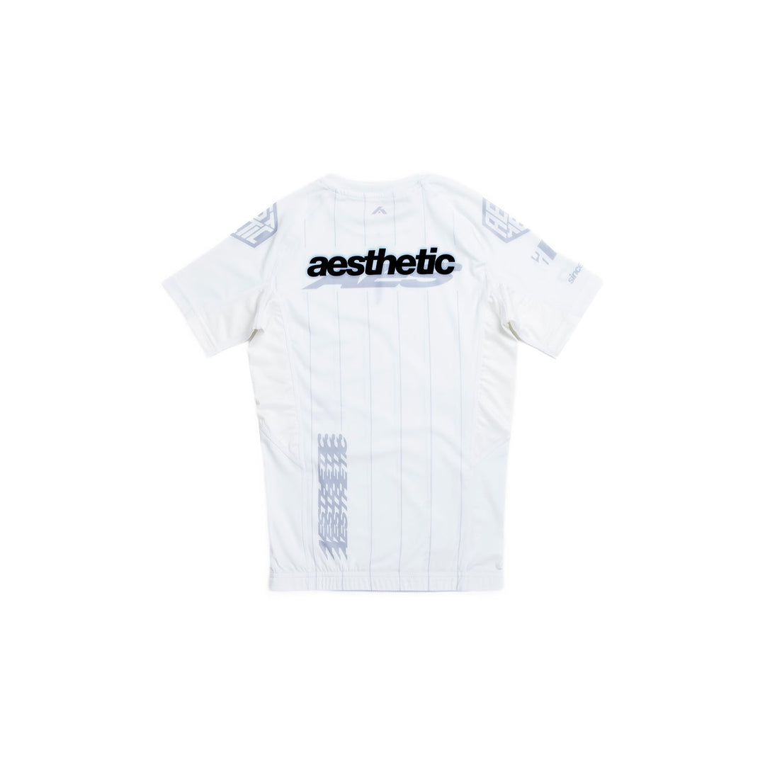 AESTHETIC UK Youth Short Sleeve Ranked Rashguard 2026 White - back view