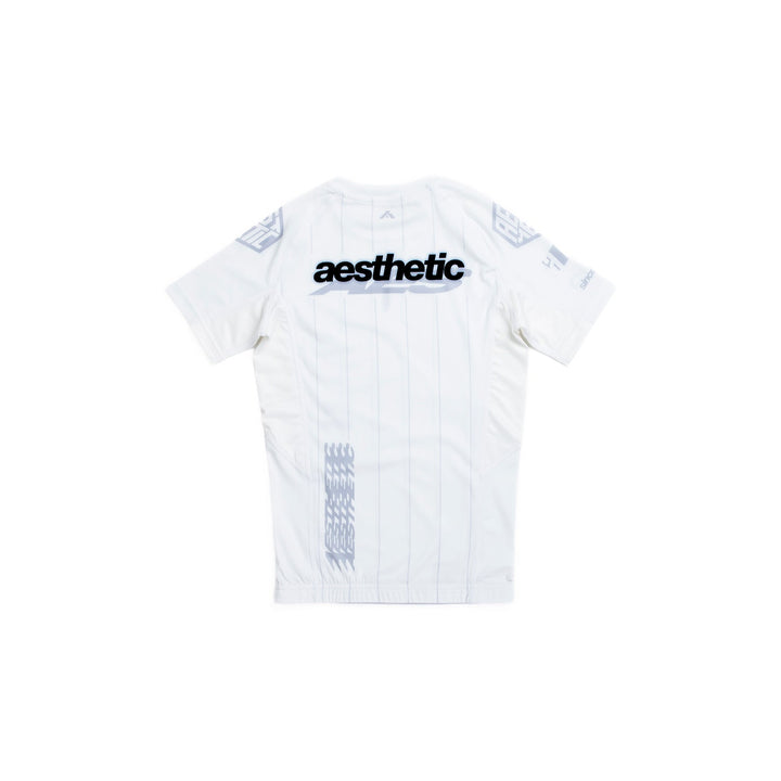AESTHETIC UK Youth Short Sleeve Ranked Rashguard 2026 White - back view