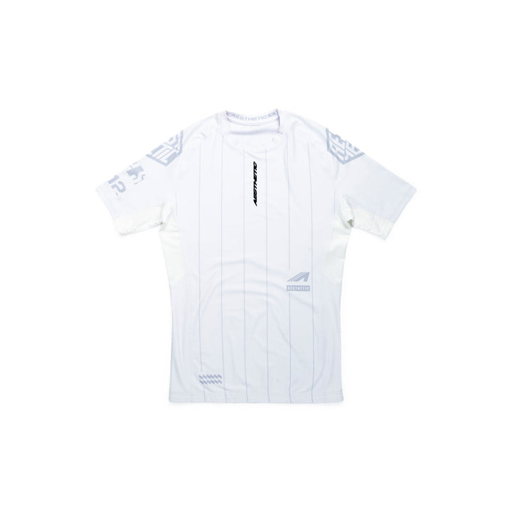 AESTHETIC UK Short Sleeve Ranked Rashguard 2026 White - front view