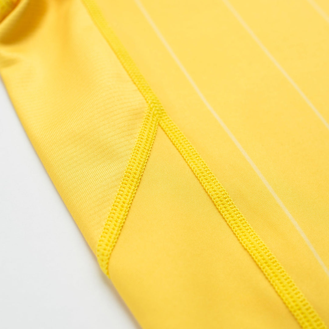AESTHETIC UK Youth Short Sleeve Ranked Rashguard 2026 Yellow - stitch details