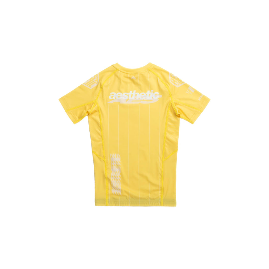 AESTHETIC UK Youth Short Sleeve Ranked Rashguard 2026 Yellow - back view