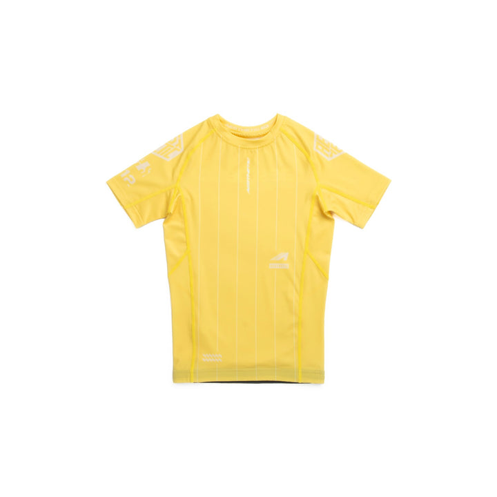AESTHETIC UK Youth Short Sleeve Ranked Rashguard 2026 Yellow - front view